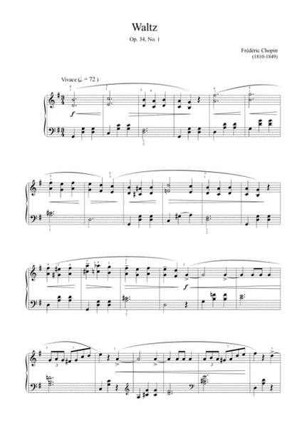 Chopin - Waltz Op. 34, No.1 (Easy piano arrangement) image number null