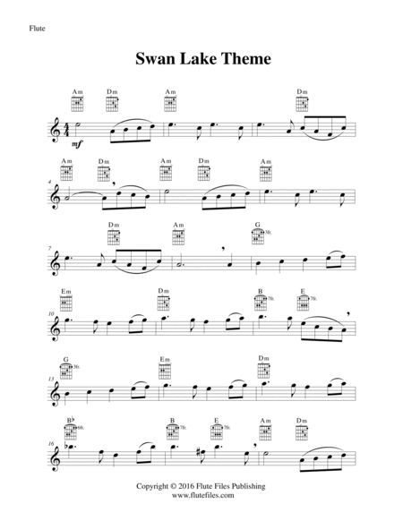 Swan Lake Theme - Flute Solo with Guitar Chords image number null