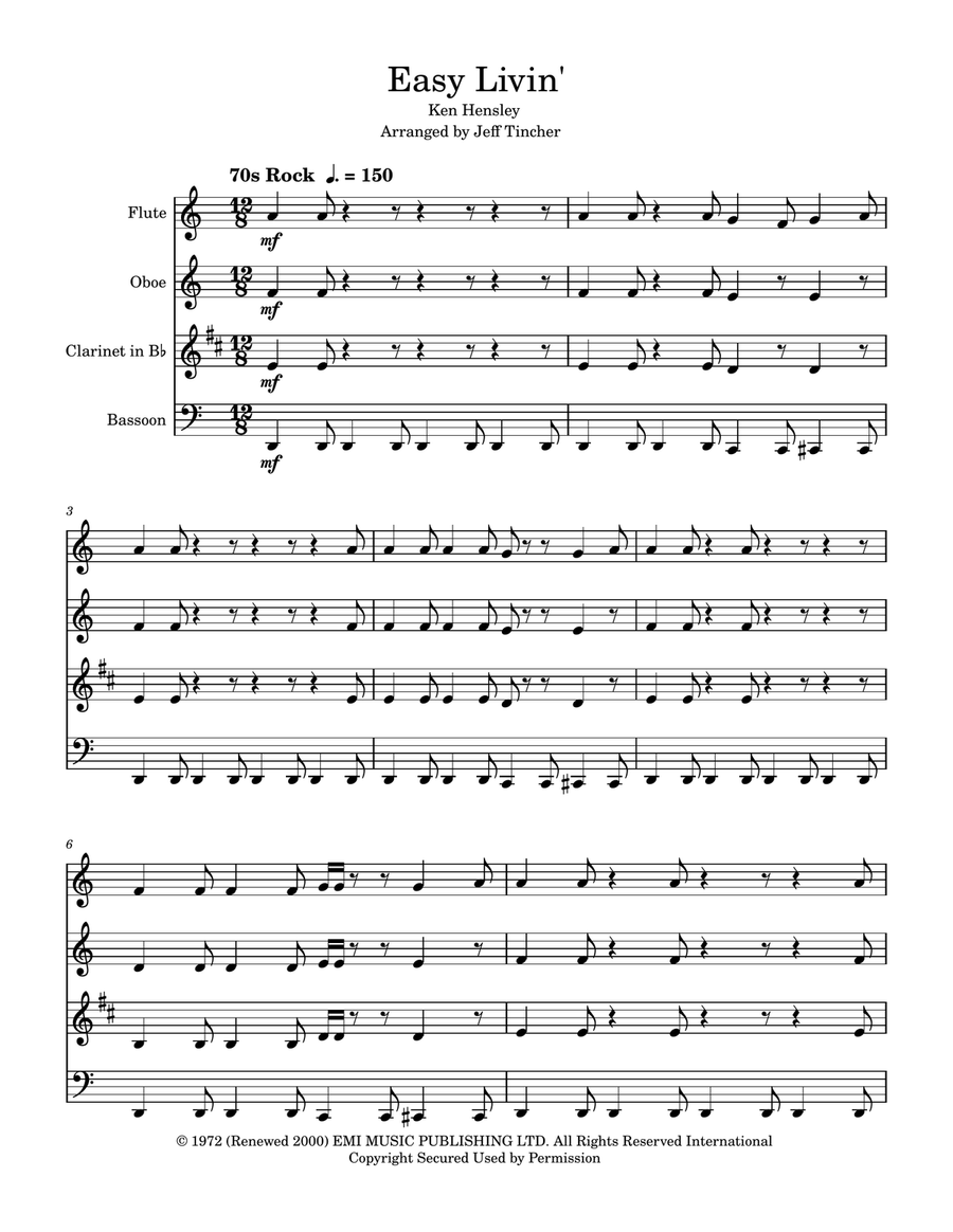 Easy Livin' Woodwind Quartet scores gallery preview page 2