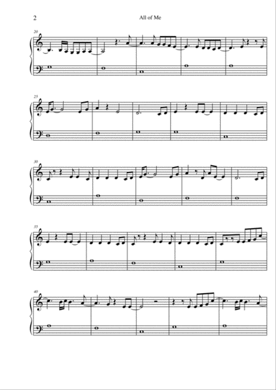 All Of Me Easy Piano scores gallery preview page 2