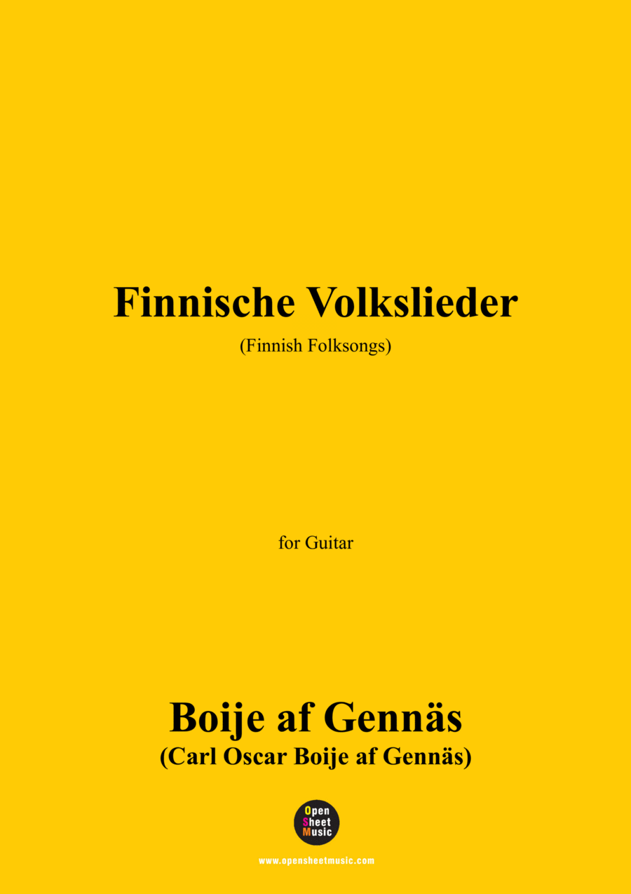 Boije af Gennäs-Finnische Volkslieder,for Guitar Acoustic Guitar scores gallery preview page 1