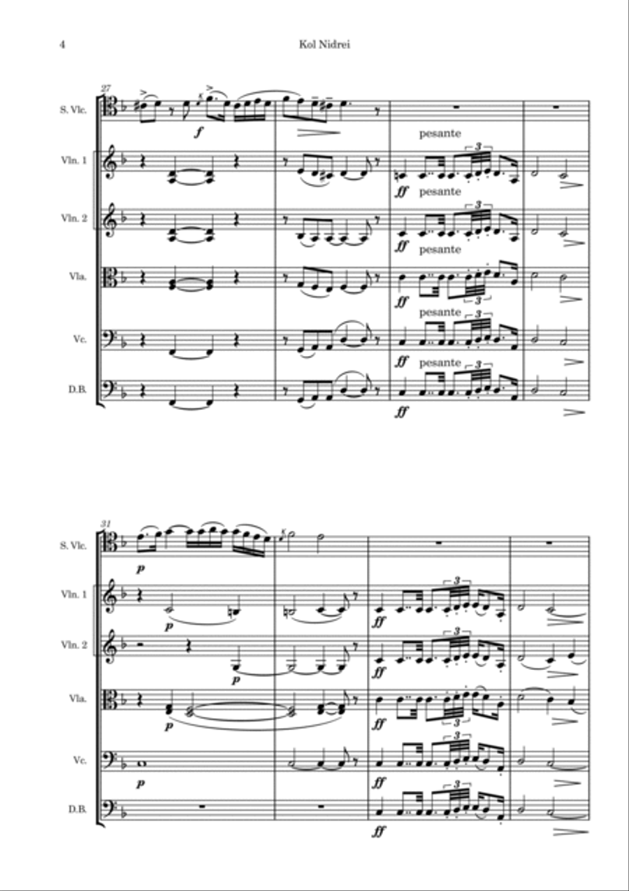 Kol Nidrei, Op. 47 String Orchestra scores gallery preview page 5