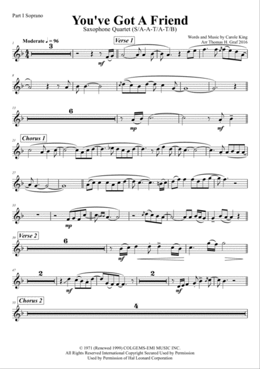 You've Got A Friend Woodwind Quartet scores gallery preview page 6