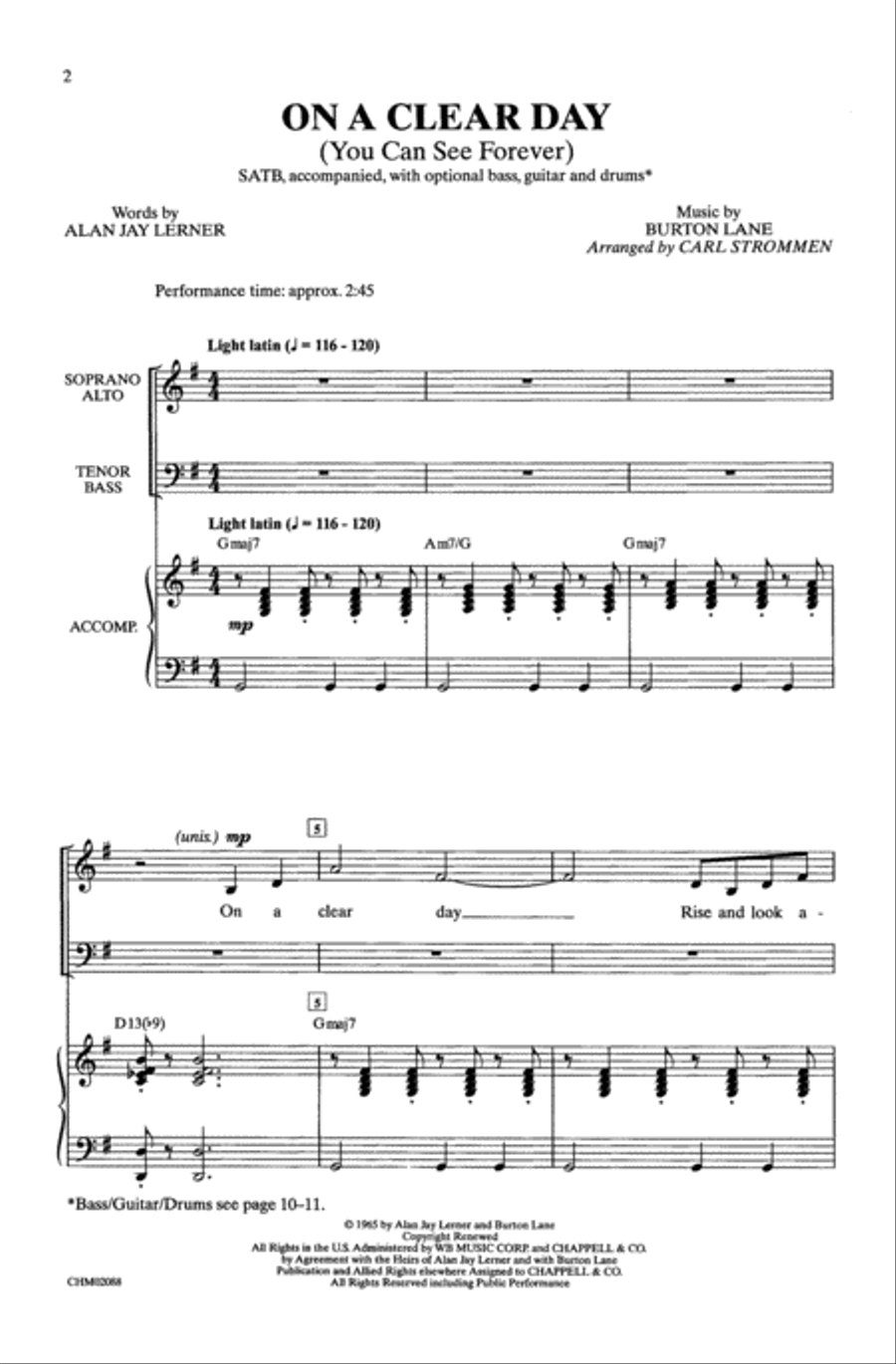 On a Clear Day Choir scores gallery preview page 1