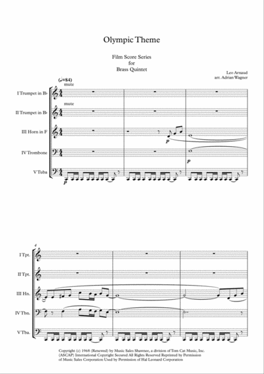 Bugler's Dream (Olympic Fanfare) Brass Quintet scores gallery preview page 3