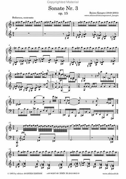 Sonate Nr. 3 op. 15 fur Klavier