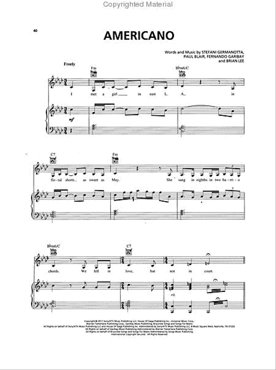 Lady Gaga – Born This Way Piano, Vocal, Guitar scores gallery preview page 5