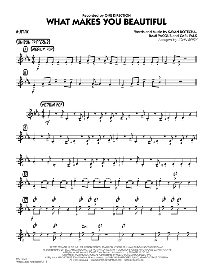 What Makes You Beautiful - Guitar Jazz Ensemble scores gallery preview page 1