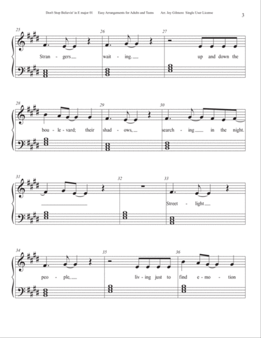 Don't Stop Believin' Easy Piano scores gallery preview page 6