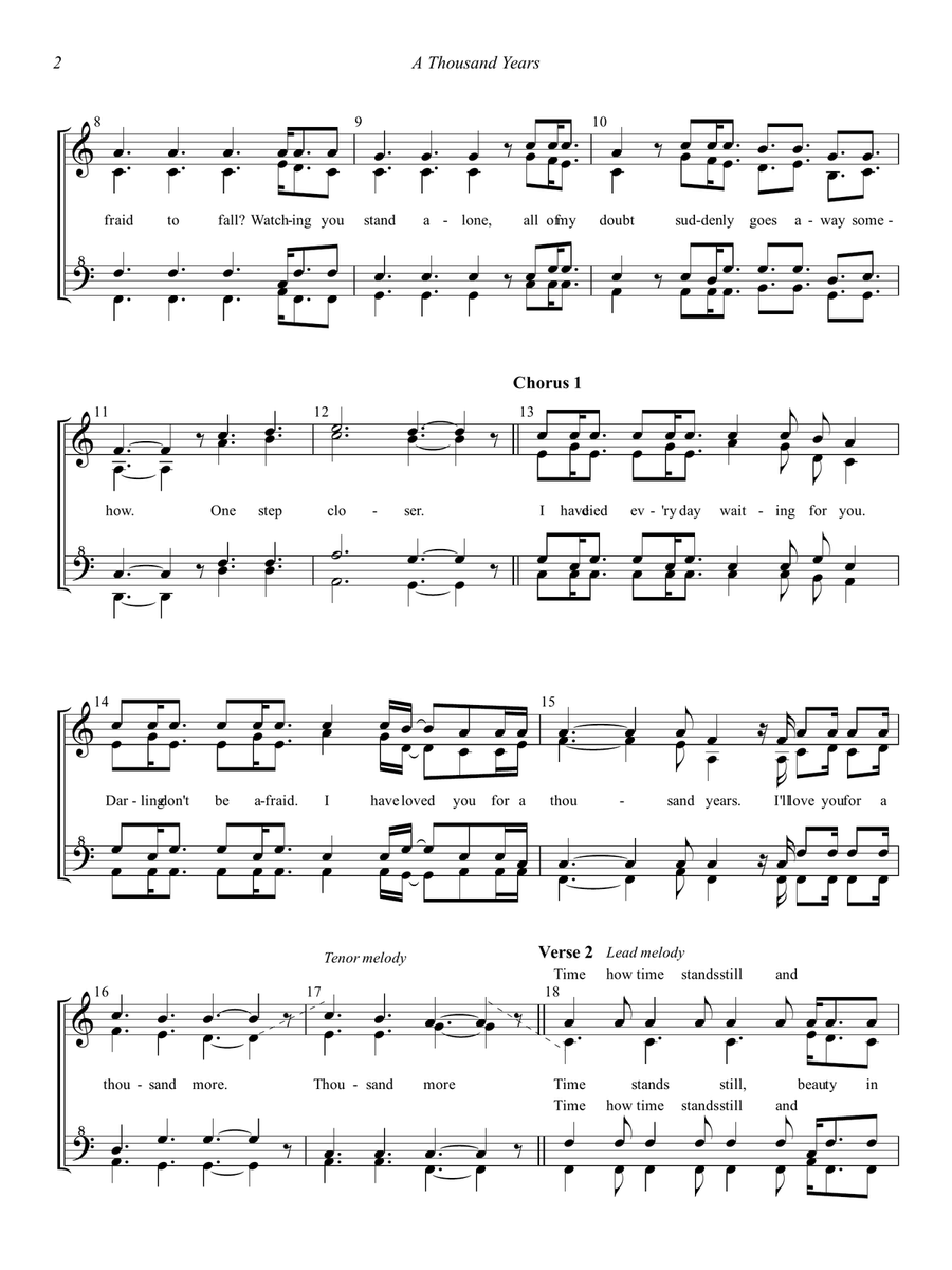 A Thousand Years SSAA scores gallery preview page 2