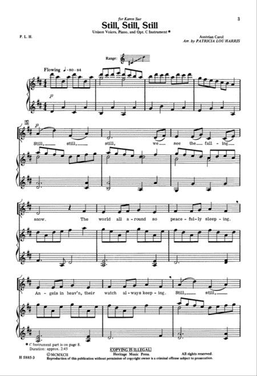 Still, Still, Still Unison Choir scores gallery preview page 2