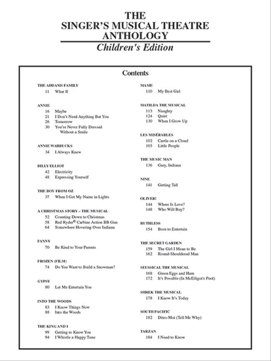 Singer's Musical Theatre Anthology – Children's Edition