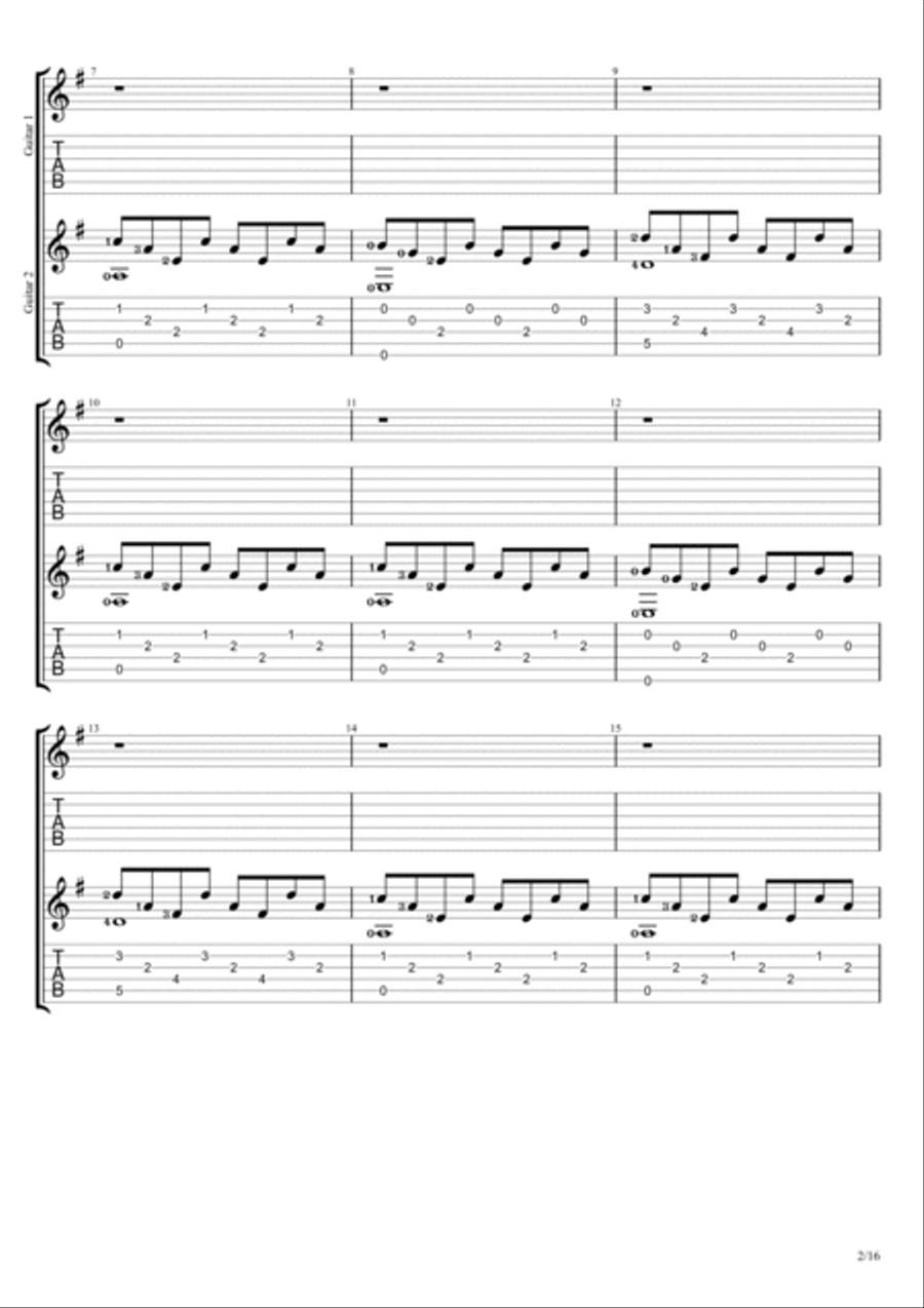 Clocks Guitar Tablature scores gallery preview page 2