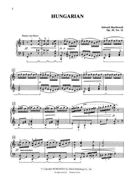 MacDowell: Hungarian, Opus 39, No. 12