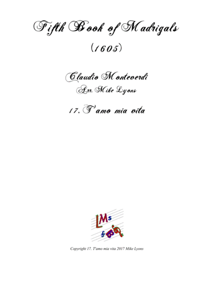 Monteverdi - The Fifth Book of Madrigals (1605) - 17. T'amo mia vita image number null