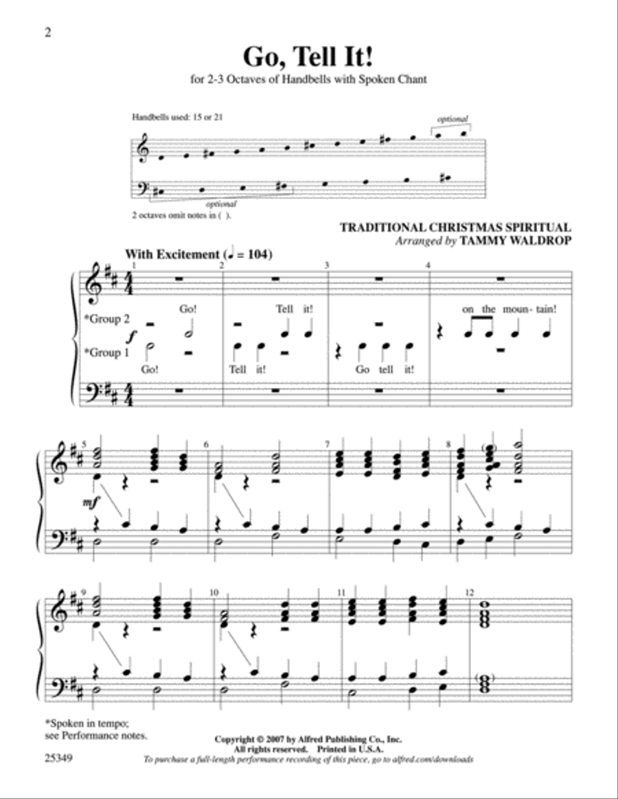 Go, Tell It! Handbell Choir scores gallery preview page 2