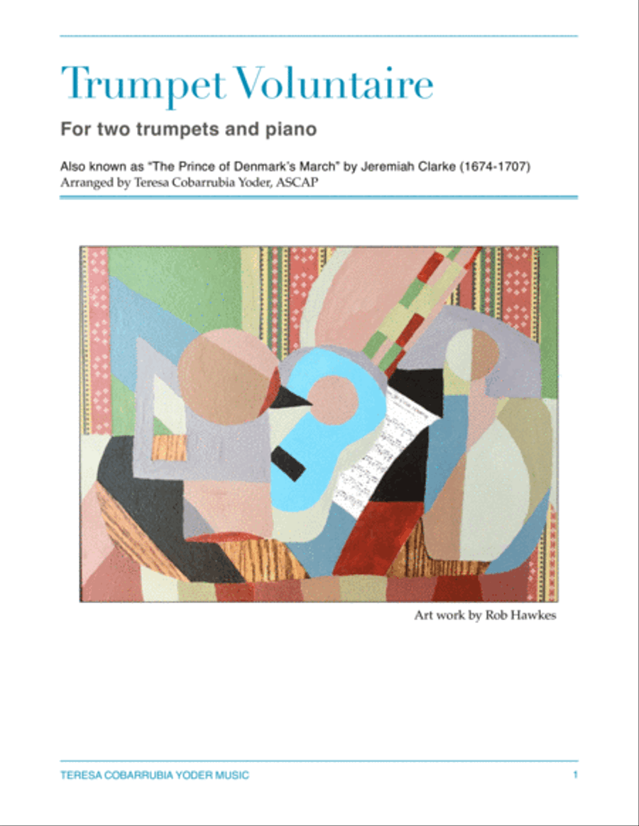 Trumpet Voluntaire - The Prince of Denmark's March for 2 trumpets and piano by Teresa Cobarrubia Yod Trumpet Duet scores gallery preview page 1