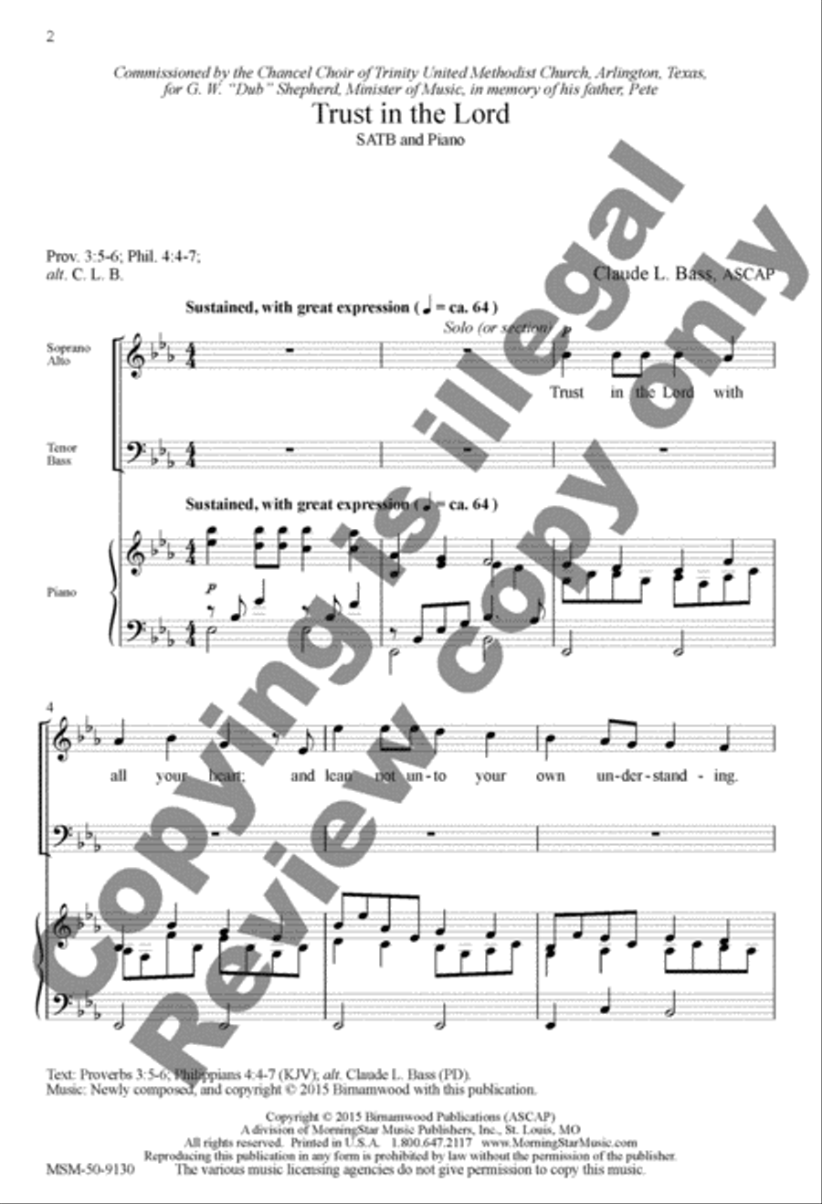 Trust In the Lord 4-Part scores gallery preview page 2