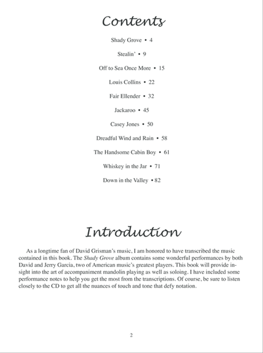 Shady Grove: Mandolin Solos by David Grisman Mandolin scores gallery preview page 3