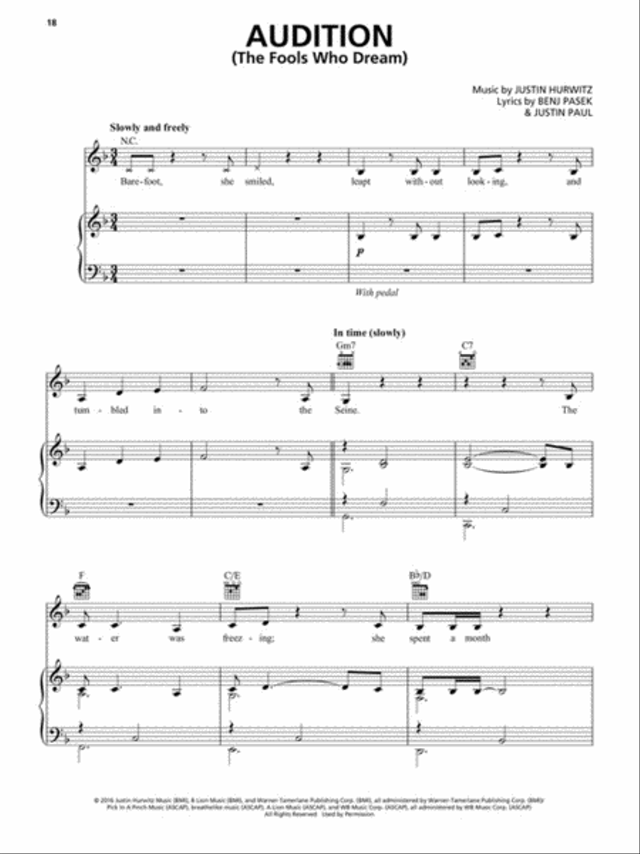 La La Land Piano, Vocal, Guitar scores gallery preview page 5