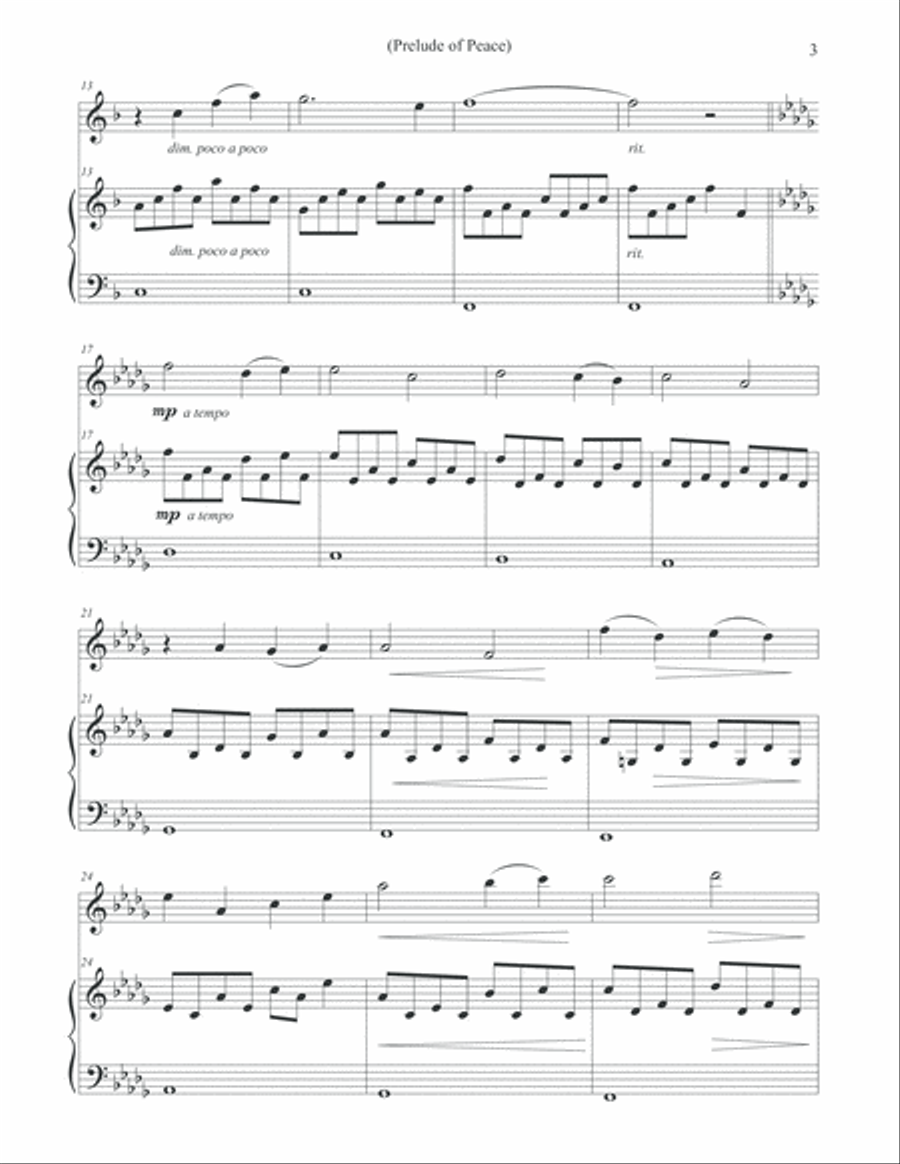 Prelude of Peace - Solo Violin & Piano Violin Solo scores gallery preview page 3