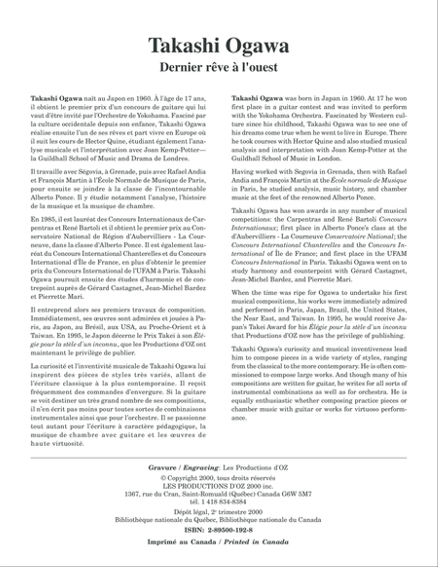 Dernier rêve à l'ouest Flute scores gallery preview page 1