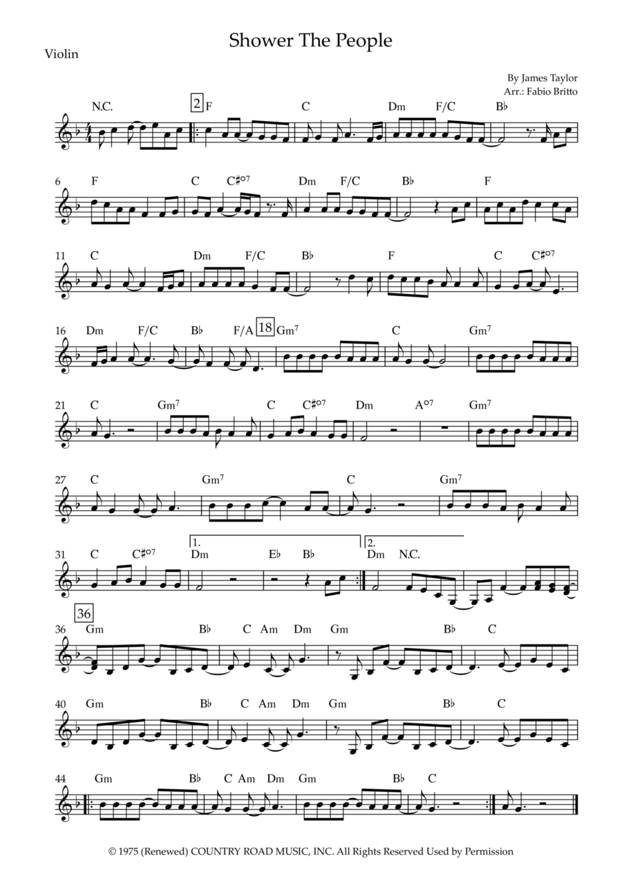 Shower The People Violin Solo scores gallery preview page 1