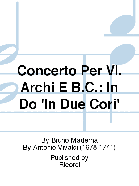 Concerto Per Violino, Archi E BC: In Do Rv 581