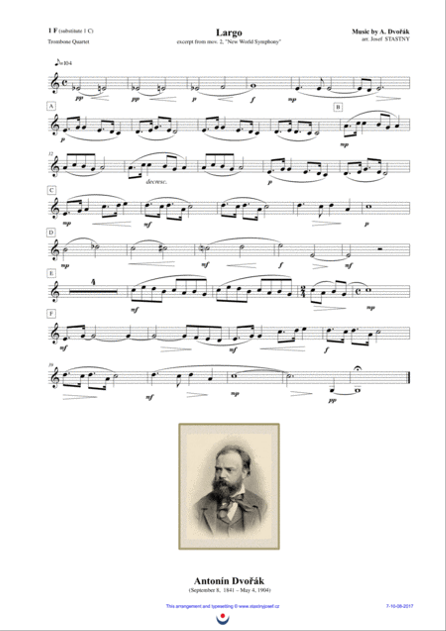 Largo (Dvořák - New World Symphony) Brass Ensemble scores gallery preview page 5