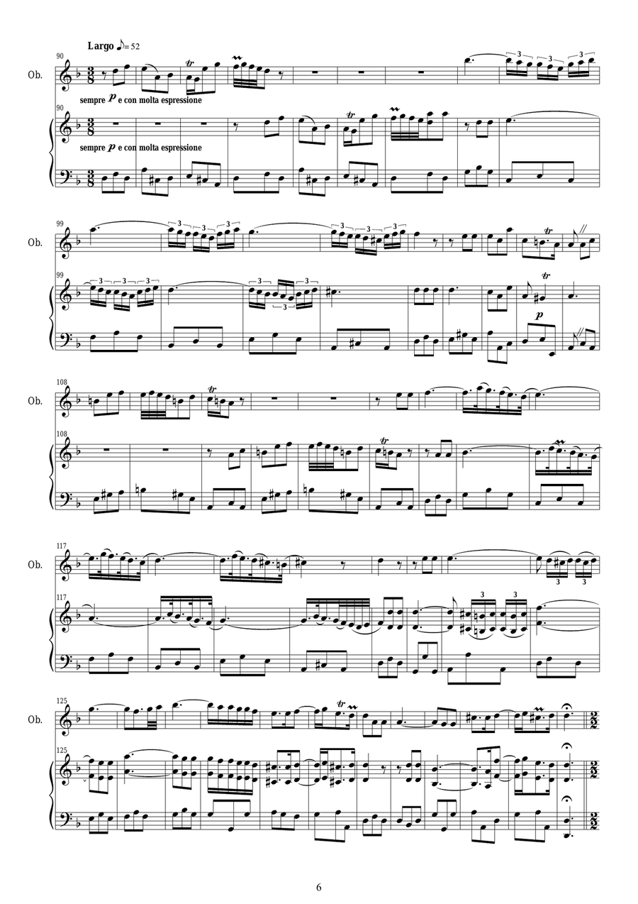 Vivaldi - Concerto in D minor for Oboe and Piano RV 535 Piano scores gallery preview page 6