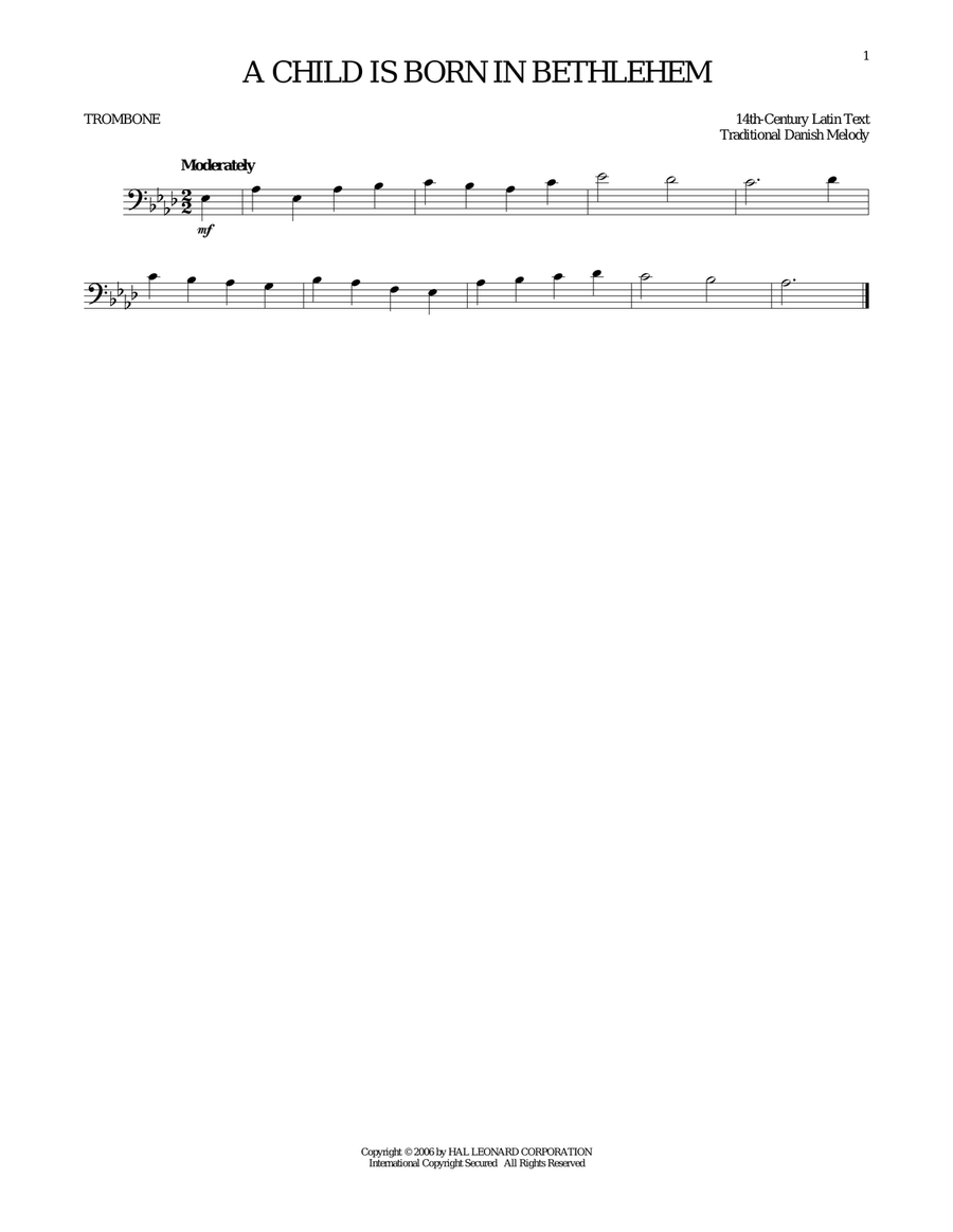 A Child Is Born In Bethlehem Trombone Solo scores gallery preview page 1