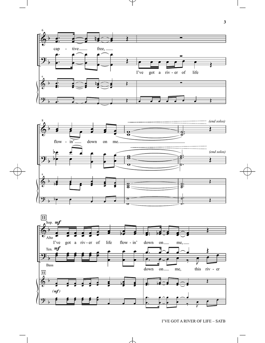 I've Got A River Of Life (arr. Heather Sorenson) 4-Part scores gallery preview page 2