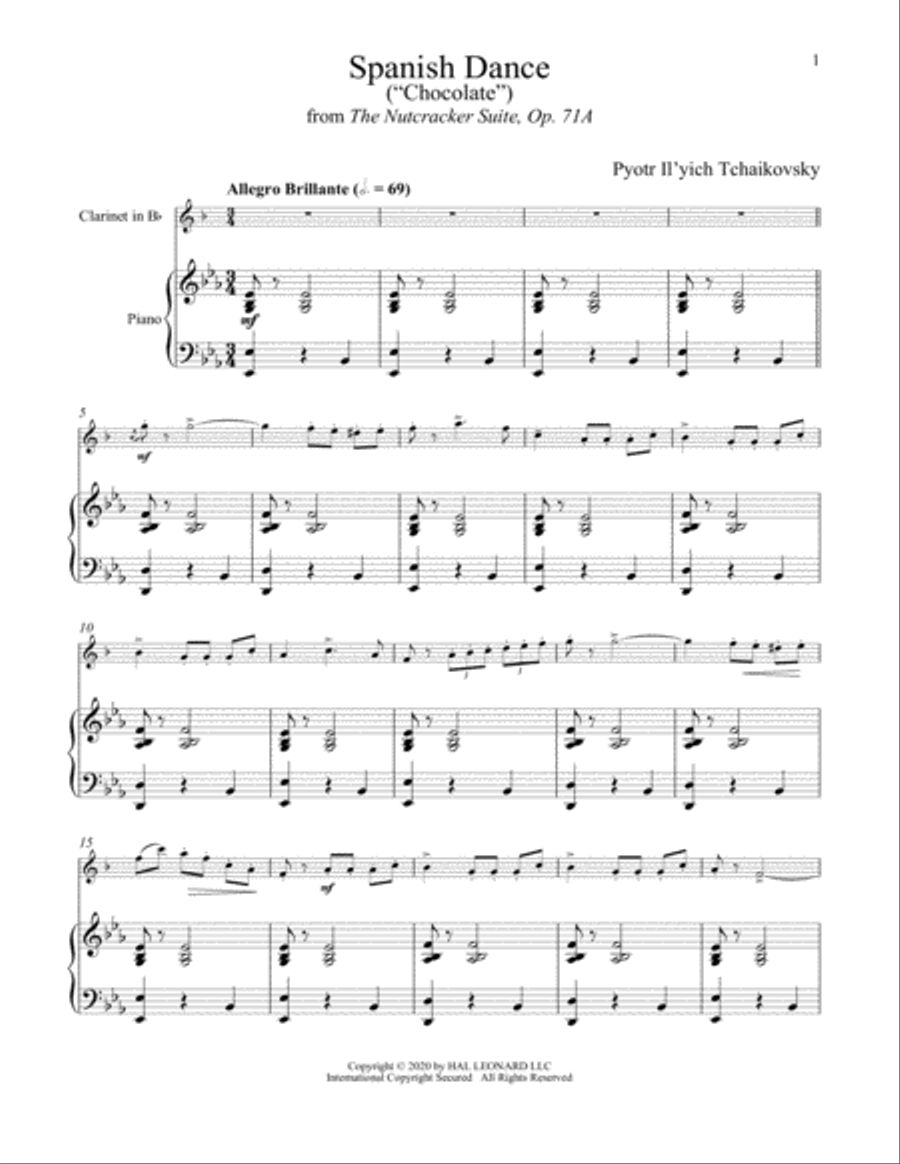 Spanish Dance (from The Nutcracker) Clarinet Solo scores gallery preview page 1