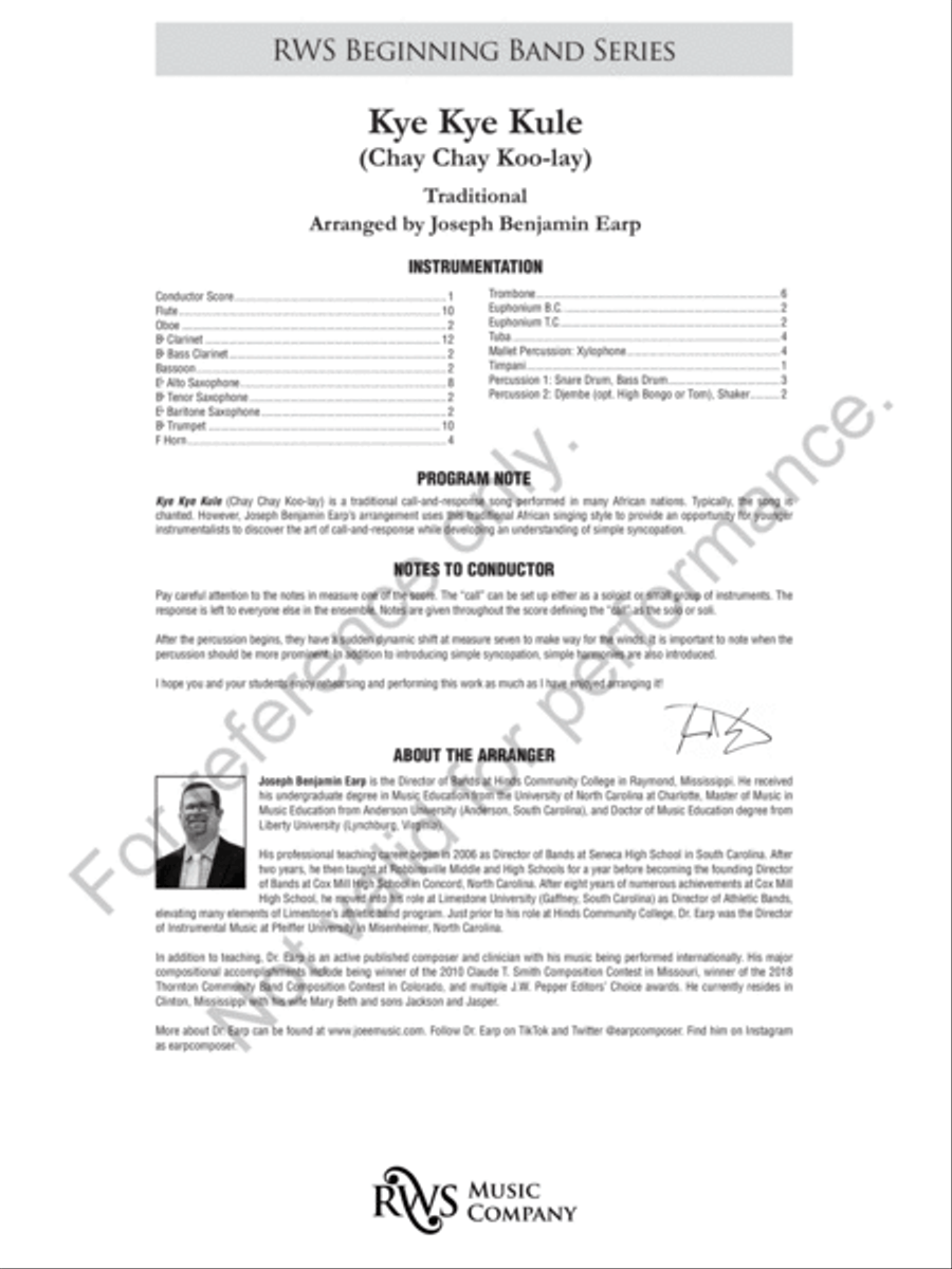 Kye Kye Kule Concert Band scores gallery preview page 3