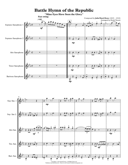 Battle Hymn of the Republic for Saxophone Quintet image number null