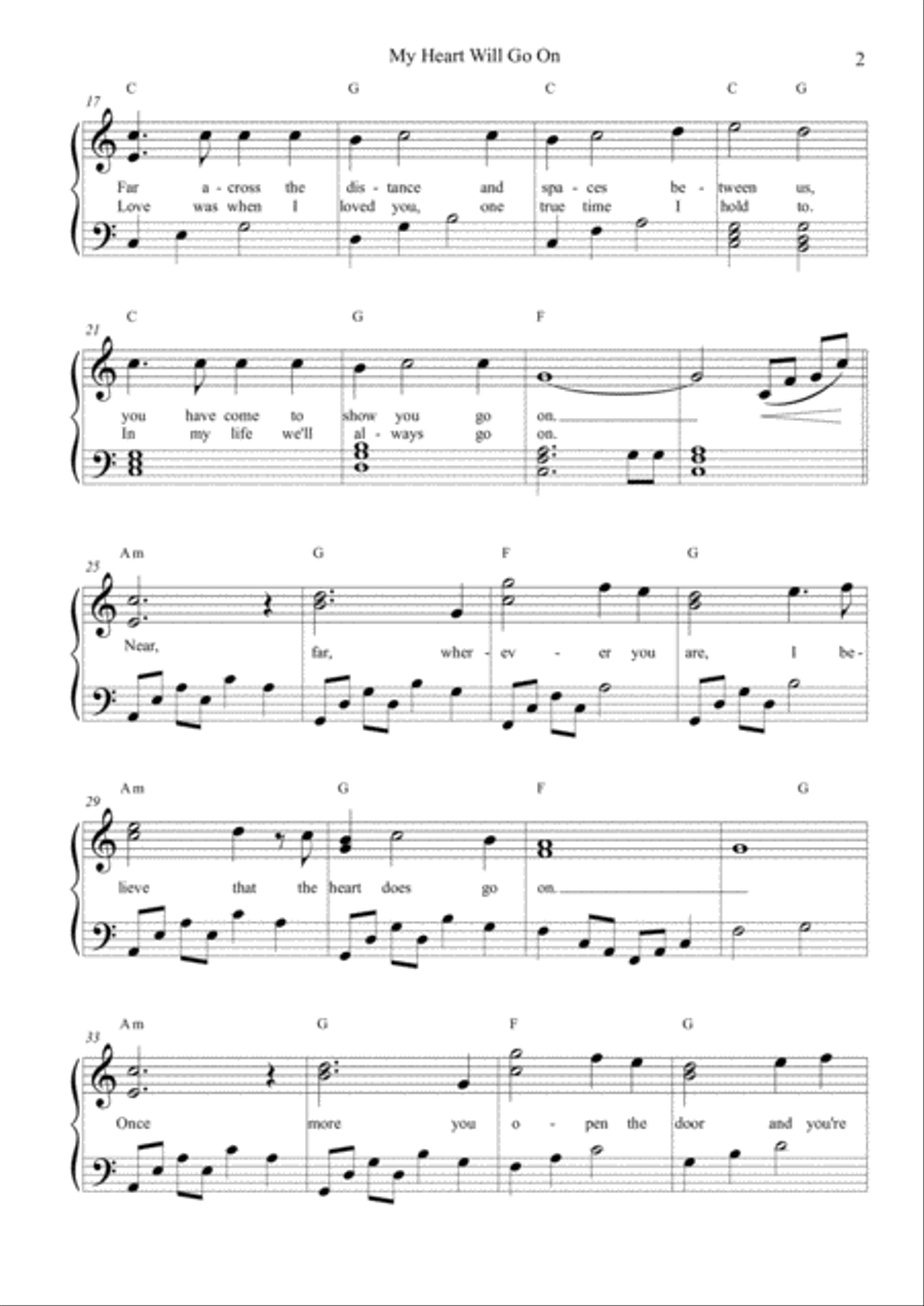 My Heart Will Go On (Love Theme from Titanic) Voice scores gallery preview page 2