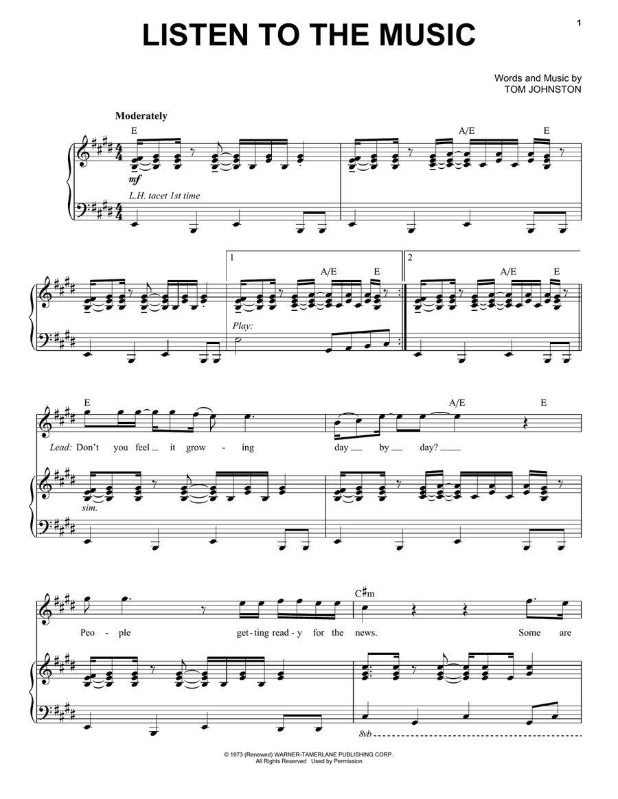 Listen To The Music Voice scores gallery preview page 1
