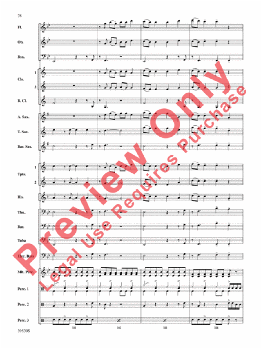 Teenage Dream / Super Bass Concert Band scores gallery preview page 29