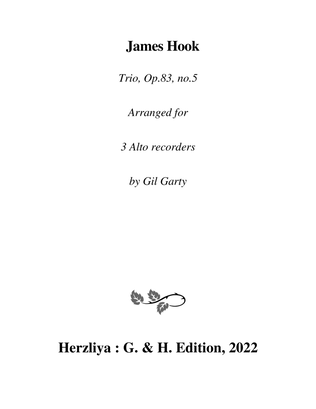 Book cover for Trio, Op.83, no.5 (arrangement for 3 alto recorders)