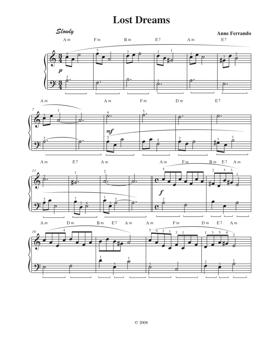 Lost Dreams Piano Solo scores gallery preview page 1