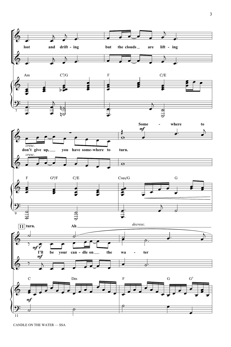 Candle On The Water (from Pete's Dragon) (arr. Ed Lojeski) SSA scores gallery preview page 2
