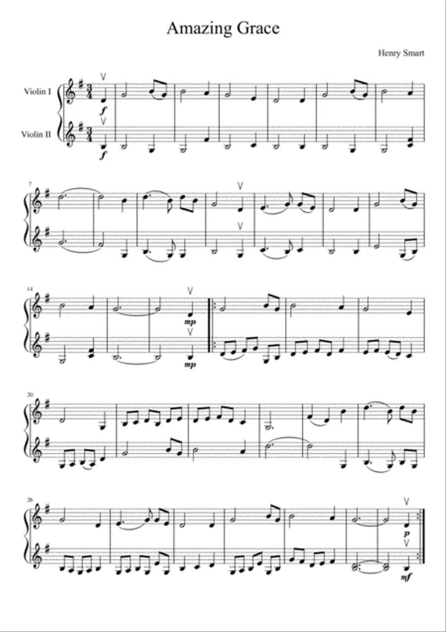Amazing Grace String Duet scores gallery preview page 2