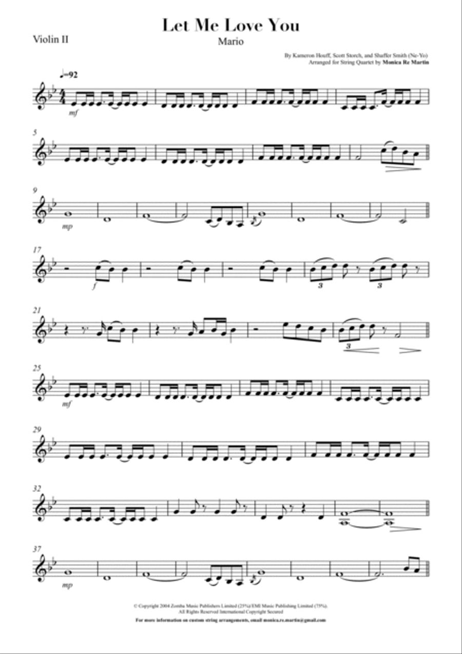 Let Me Love You Let Me Love You String Quartet scores gallery preview page 5