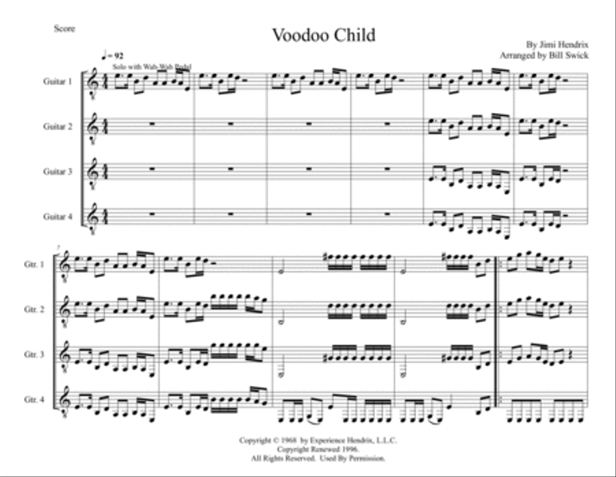 Voodoo Child (slight Return) Guitar scores gallery preview page 3