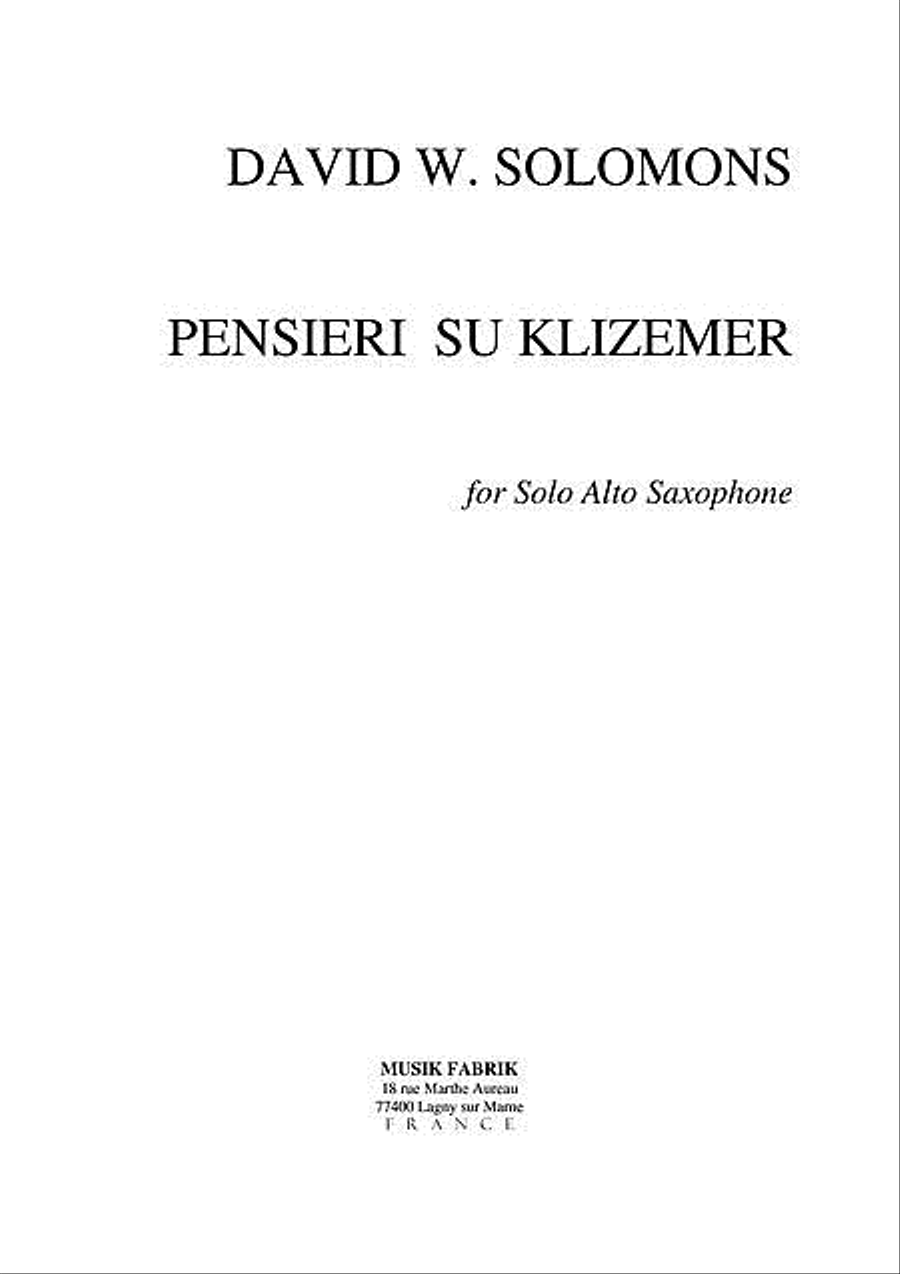 Pensieri su Klizemer Alto Saxophone scores gallery preview page 1