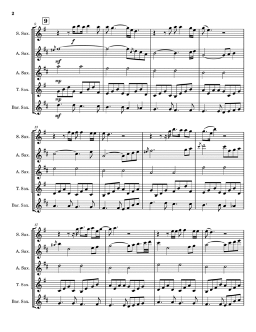 A Whiter Shade Of Pale Saxophone Quintet scores gallery preview page 3