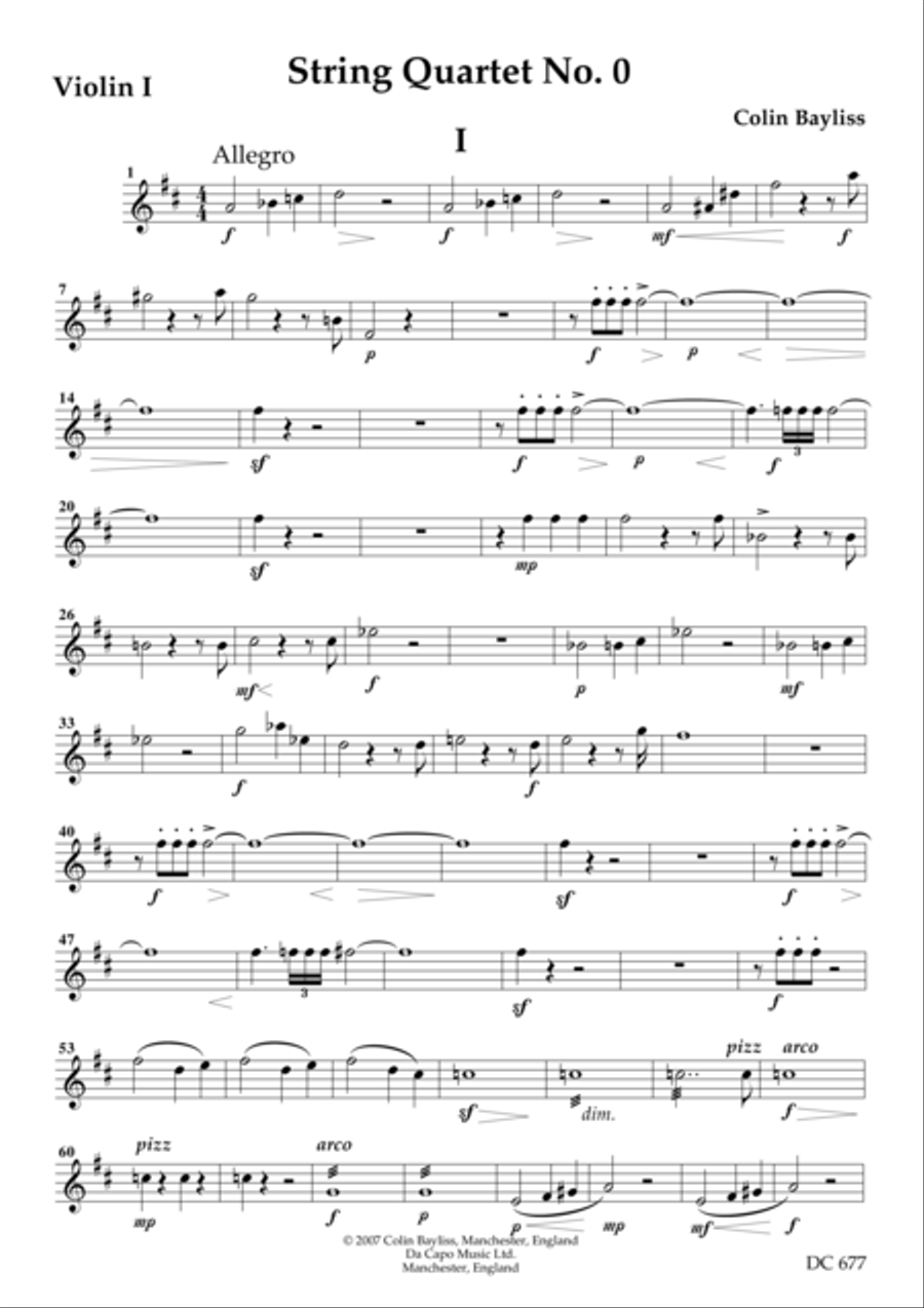 String Quartet No 0 - PARTS String Quartet scores gallery preview page 1