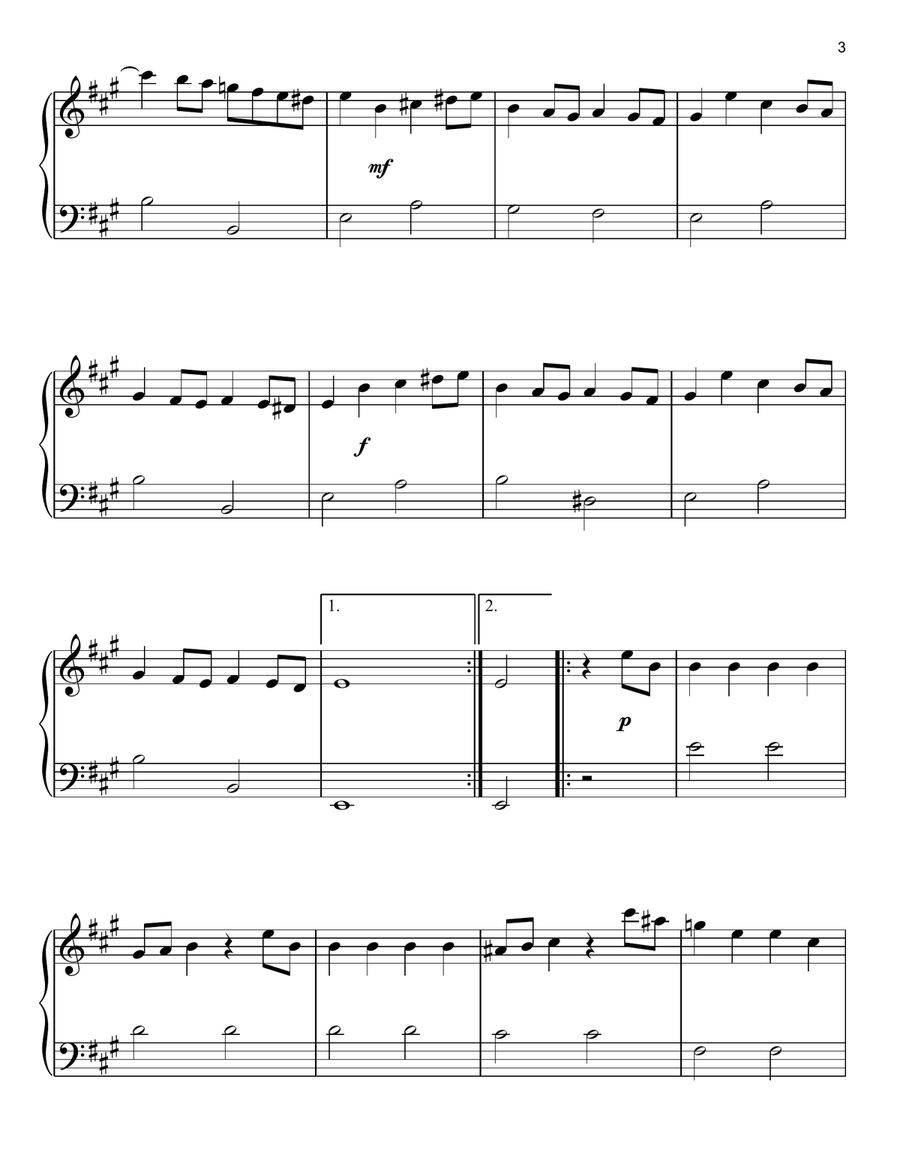 Sonata In A Major, L. 483 Easy Piano scores gallery preview page 3