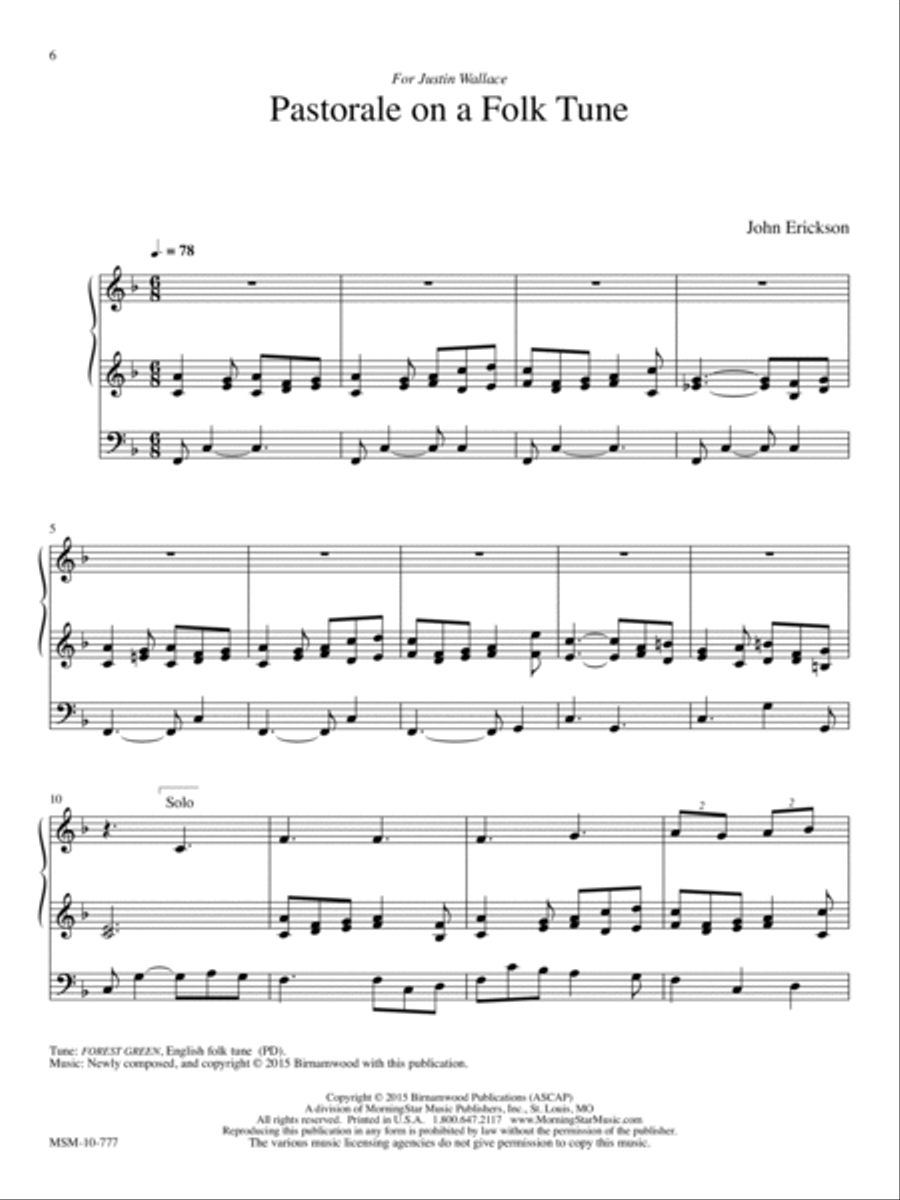 Pastorale on a Folk Tune Organ scores gallery preview page 1