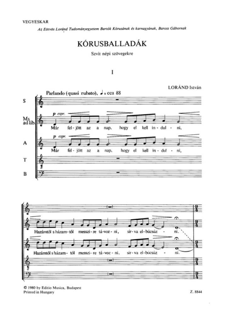 Kórusballadák A Cappella scores gallery preview page 1